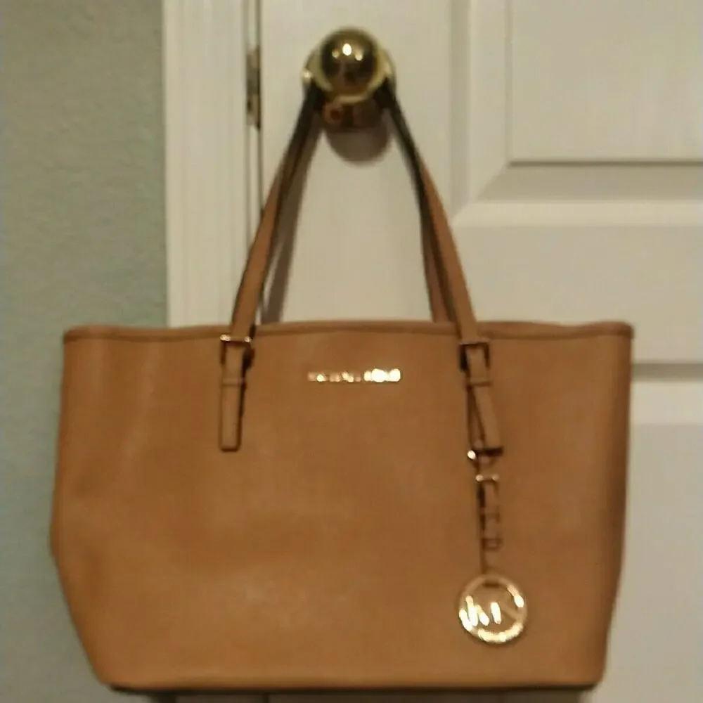 Michael Kors Tan Leather Handbag Large Tote Shopper Bag EUC